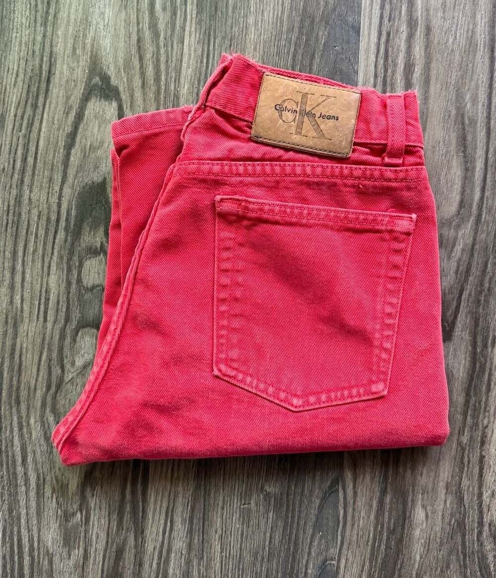 Vintage 90s Calvin Klein Jeans Red Denim Straight Leg Denim Jeans